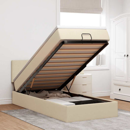 Ottoman-Bett mit Matratze Creme 90x190 cm Stoff