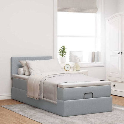 vidaXL Ottoman-Bett mit Matratze Hellgrau 90x200 cm Stoff