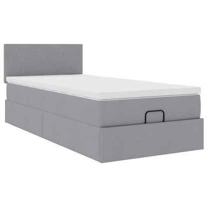 vidaXL Ottoman-Bett mit Matratze Hellgrau 90x200 cm Stoff
