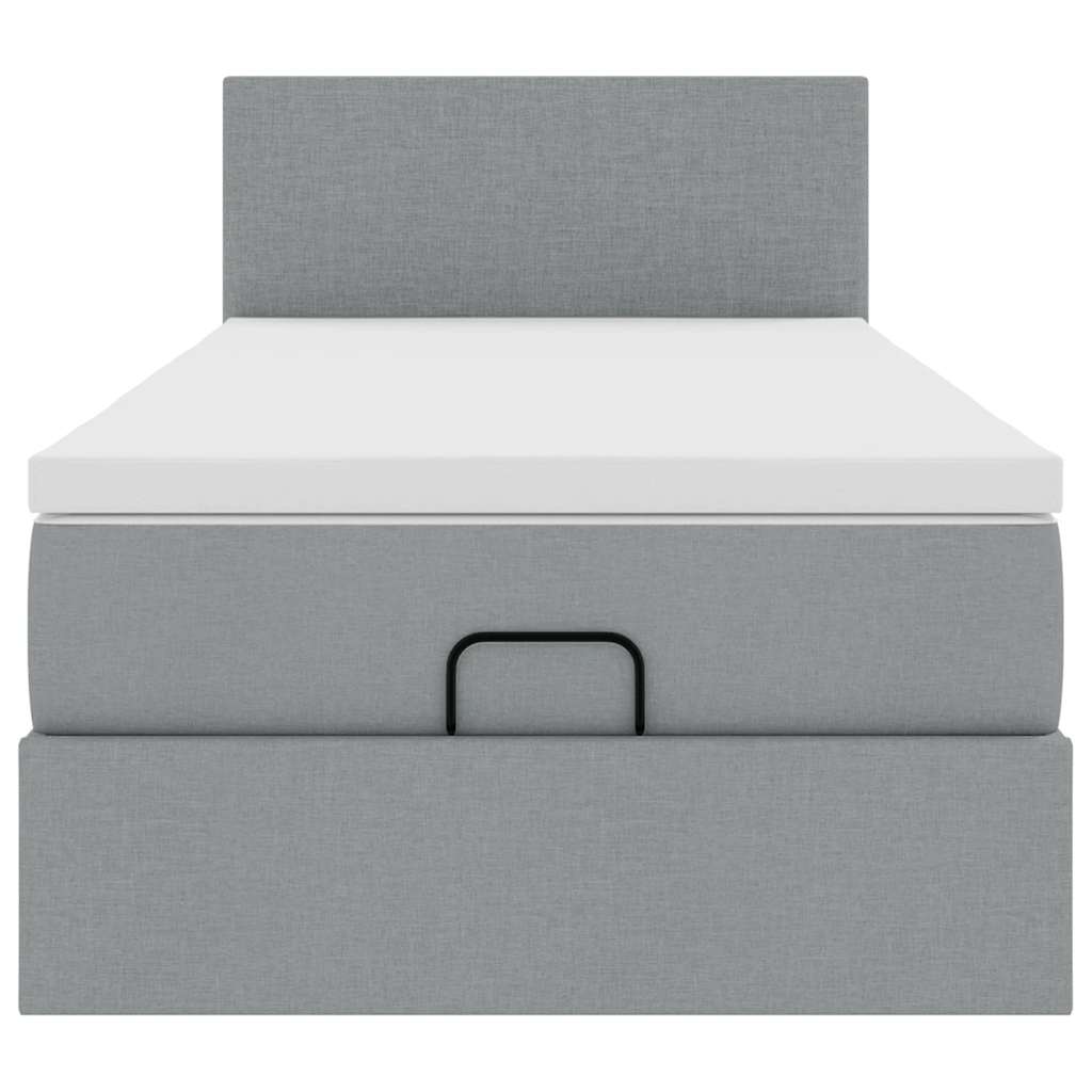 vidaXL Ottoman-Bett mit Matratze Hellgrau 90x200 cm Stoff