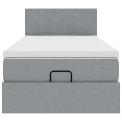 vidaXL Ottoman-Bett mit Matratze Hellgrau 90x200 cm Stoff