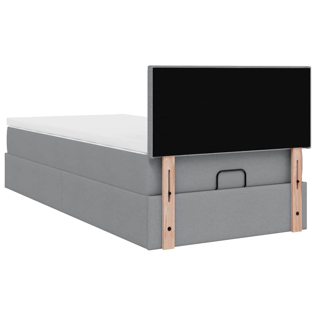 vidaXL Ottoman-Bett mit Matratze Hellgrau 90x200 cm Stoff