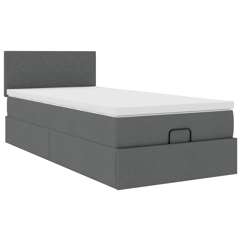 vidaXL Ottoman-Bett mit Matratze Dunkelgrau 90x200 cm Stoff