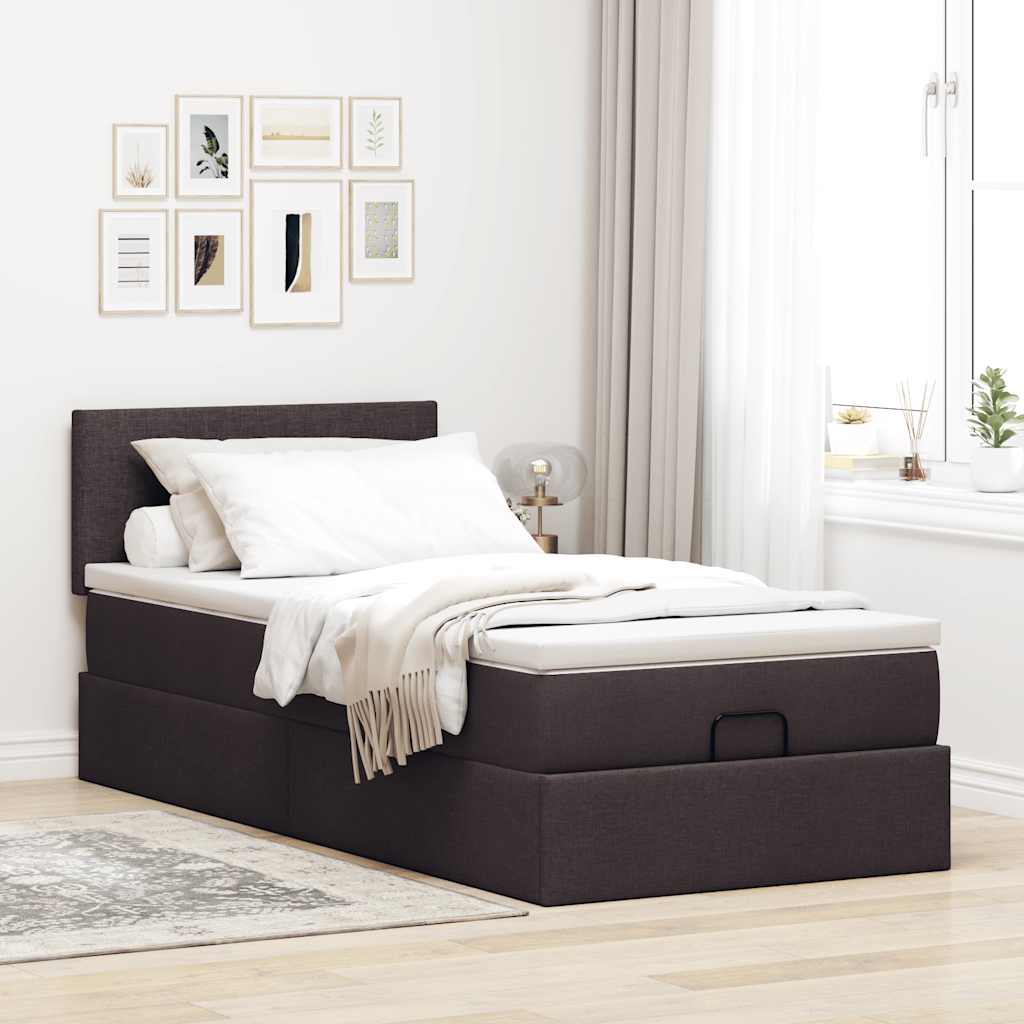 vidaXL Ottoman-Bett mit Matratze Dunkelbraun 90x200 cm Stoff