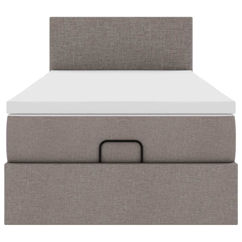 vidaXL Ottoman-Bett mit Matratze Taupe 90x200 cm Stoff