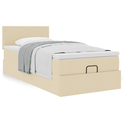 vidaXL Ottoman-Bett mit Matratze Creme 90x200 cm Stoff