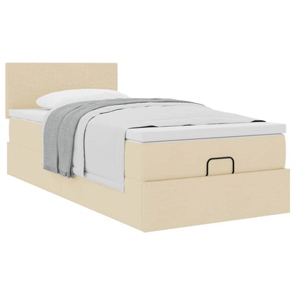 vidaXL Ottoman-Bett mit Matratze Creme 90x200 cm Stoff