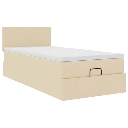 vidaXL Ottoman-Bett mit Matratze Creme 90x200 cm Stoff
