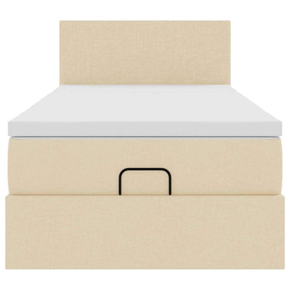 vidaXL Ottoman-Bett mit Matratze Creme 90x200 cm Stoff