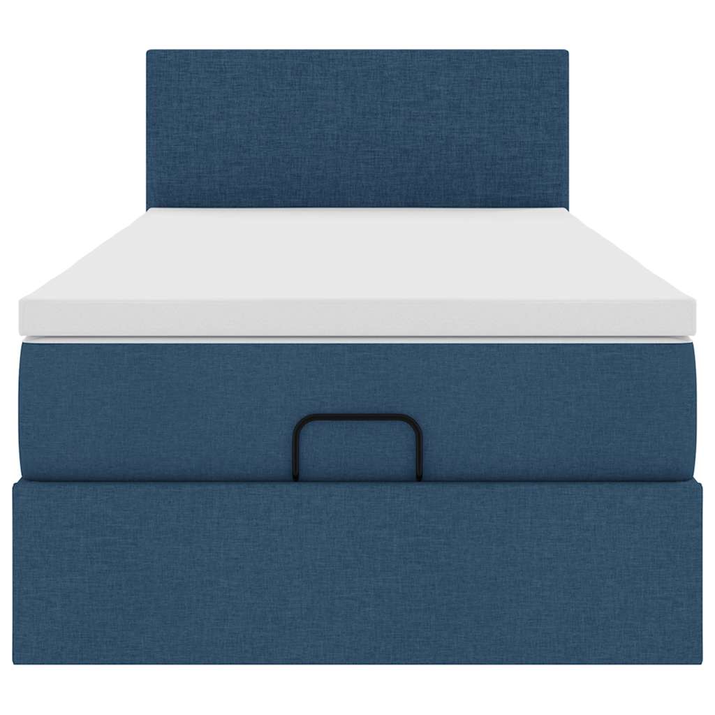 vidaXL Ottoman-Bett mit Matratze Blau 90x200 cm Stoff