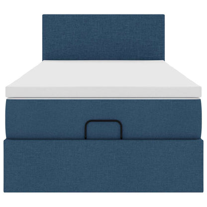 vidaXL Ottoman-Bett mit Matratze Blau 90x200 cm Stoff