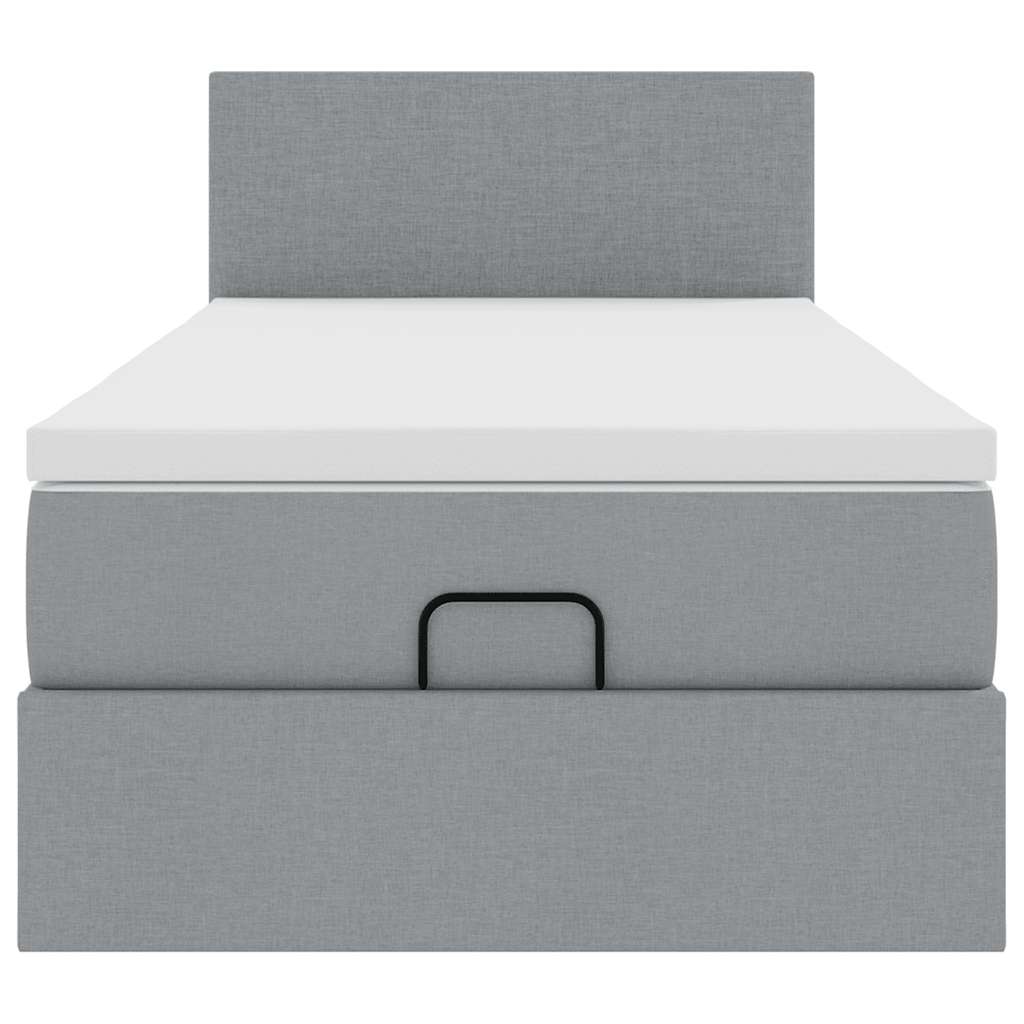 vidaXL Lit ottoman avec matelas Gris clair 100x200 cm Tissu