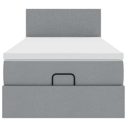 vidaXL Lit ottoman avec matelas Gris clair 100x200 cm Tissu