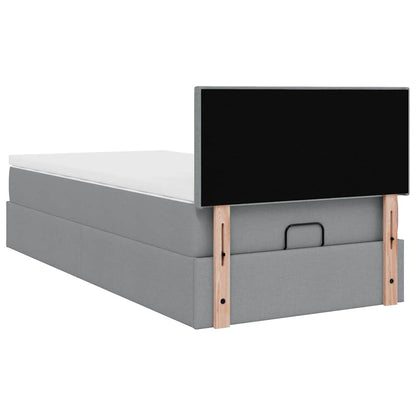 vidaXL Lit ottoman avec matelas Gris clair 100x200 cm Tissu