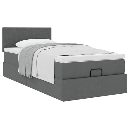 vidaXL Ottoman-Bett mit Matratze Dunkelgrau 100x200 cm Stoff