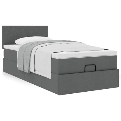 vidaXL Ottoman-Bett mit Matratze Dunkelgrau 100x200 cm Stoff