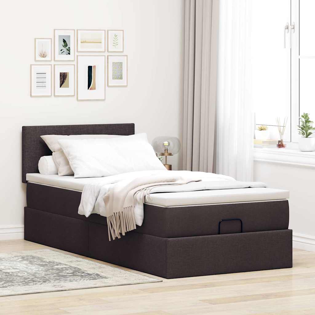 vidaXL Ottoman-Bett mit Matratze Dunkelbraun 100x200 cm Stoff