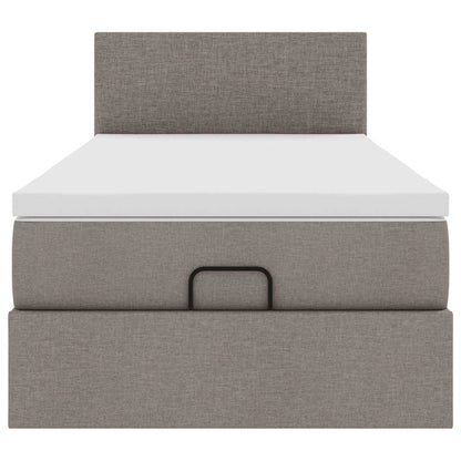 vidaXL Ottoman-Bett mit Matratze Taupe 100x200 cm Stoff