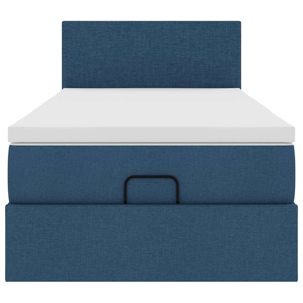 vidaXL Ottoman-Bett mit Matratze Blau 100x200 cm Stoff