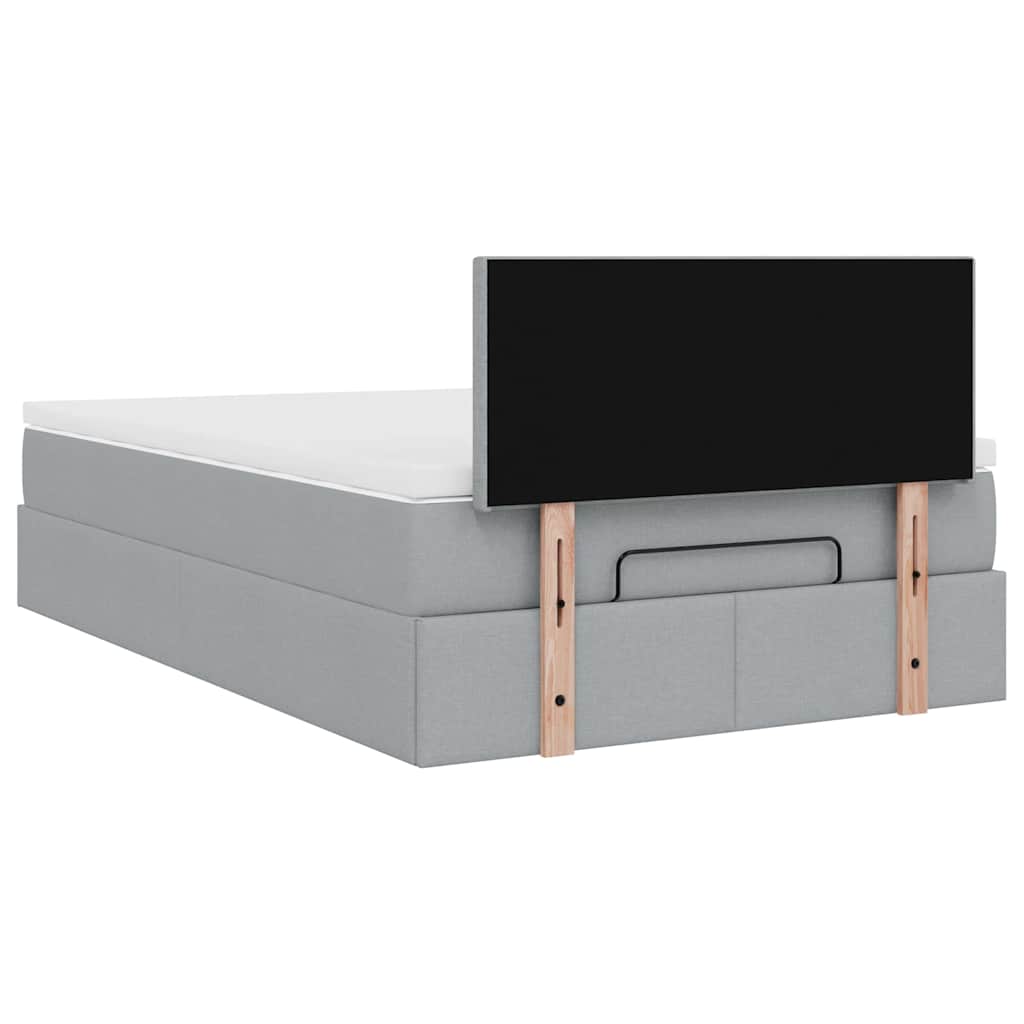 vidaXL Ottoman-Bett mit Matratze Hellgrau 120x190 cm Stoff