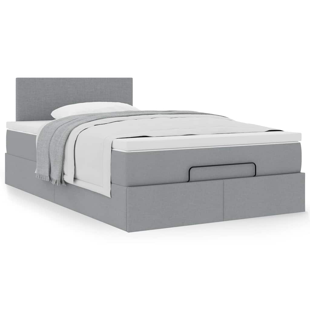 vidaXL Ottoman-Bett mit Matratze Hellgrau 120x190 cm Stoff