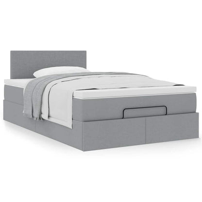 vidaXL Ottoman-Bett mit Matratze Hellgrau 120x190 cm Stoff
