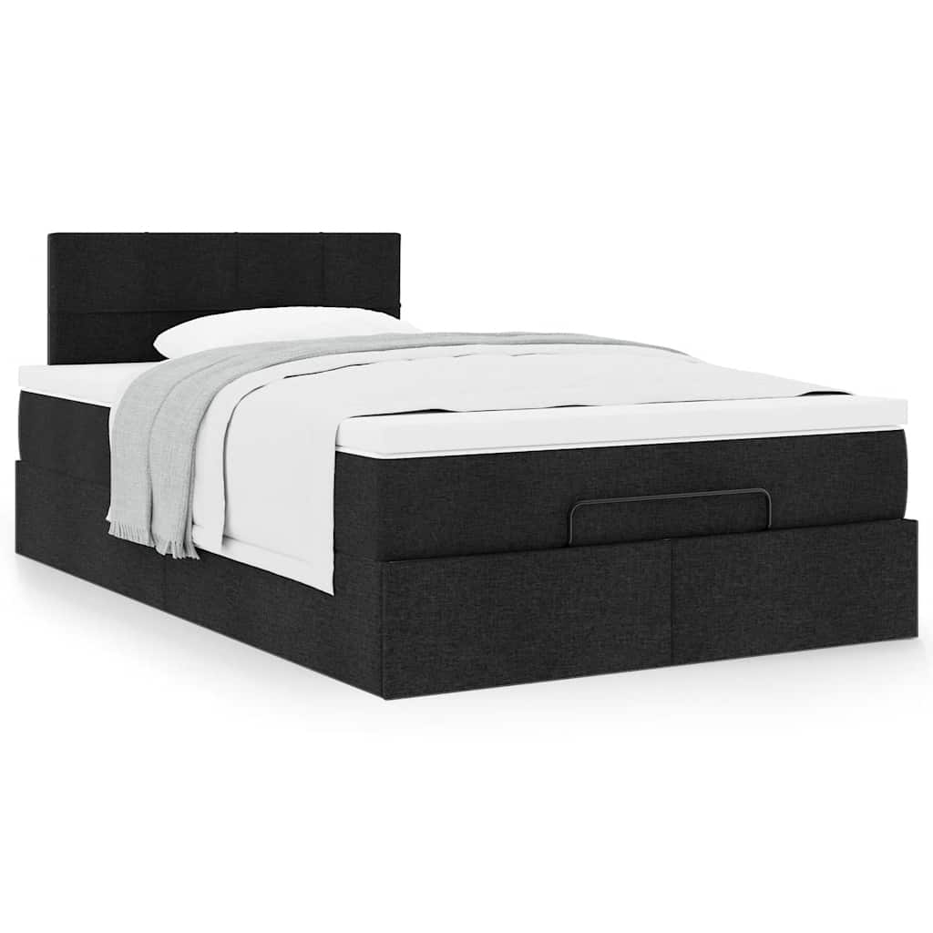 vidaXL Ottoman-Bett mit Matratze Schwarz 120x190 cm Stoff