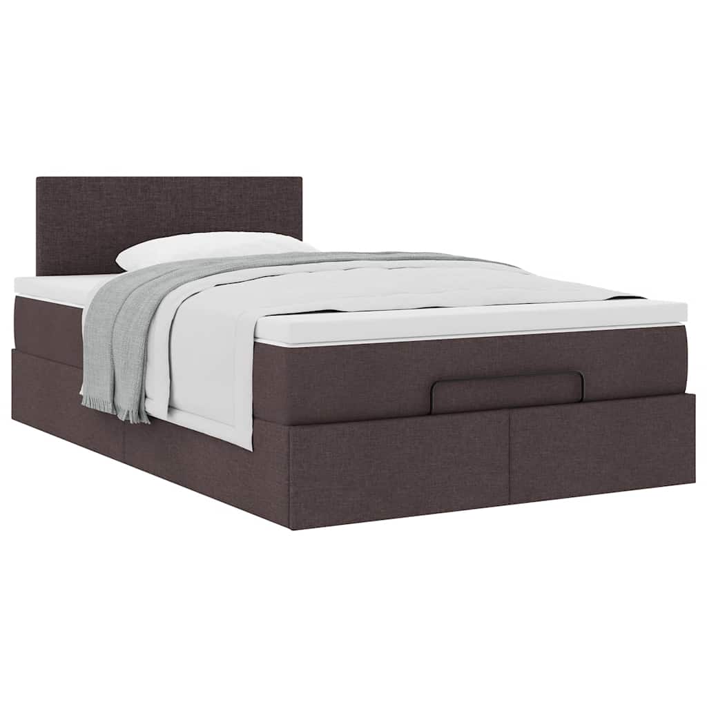 vidaXL Ottoman-Bett mit Matratze Dunkelbraun 120x190 cm Stoff