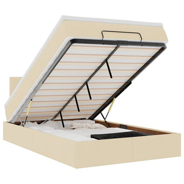 vidaXL Lit ottoman avec matelas Crème 120x190 cm Tissu