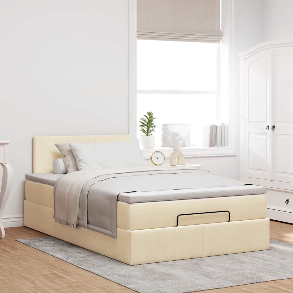 vidaXL Ottoman-Bett mit Matratze Creme 120x190 cm Stoff