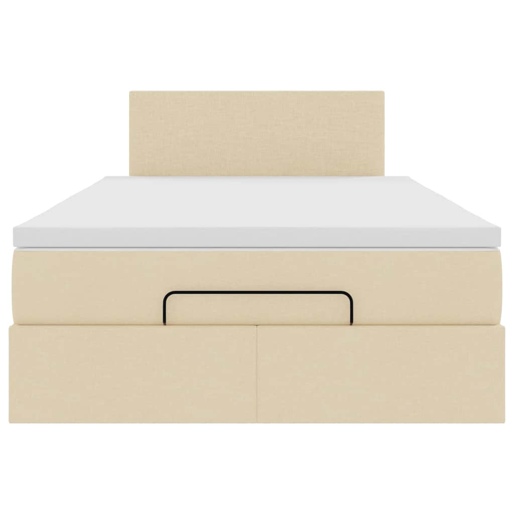 vidaXL Ottoman-Bett mit Matratze Creme 120x190 cm Stoff
