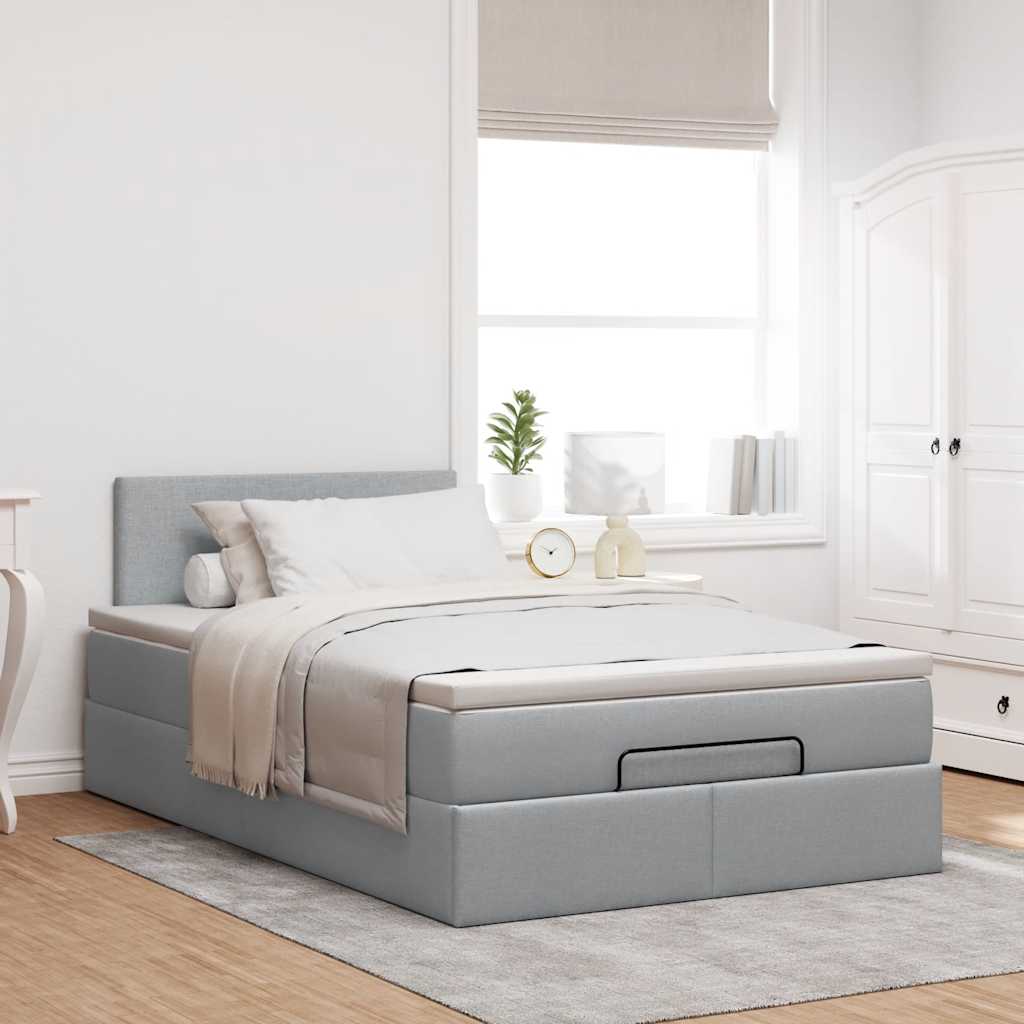 vidaXL Lit-coffre avec matelas Gris clair 120x200 cm Tissu