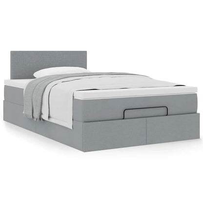 vidaXL Lit-coffre avec matelas Gris clair 120x200 cm Tissu