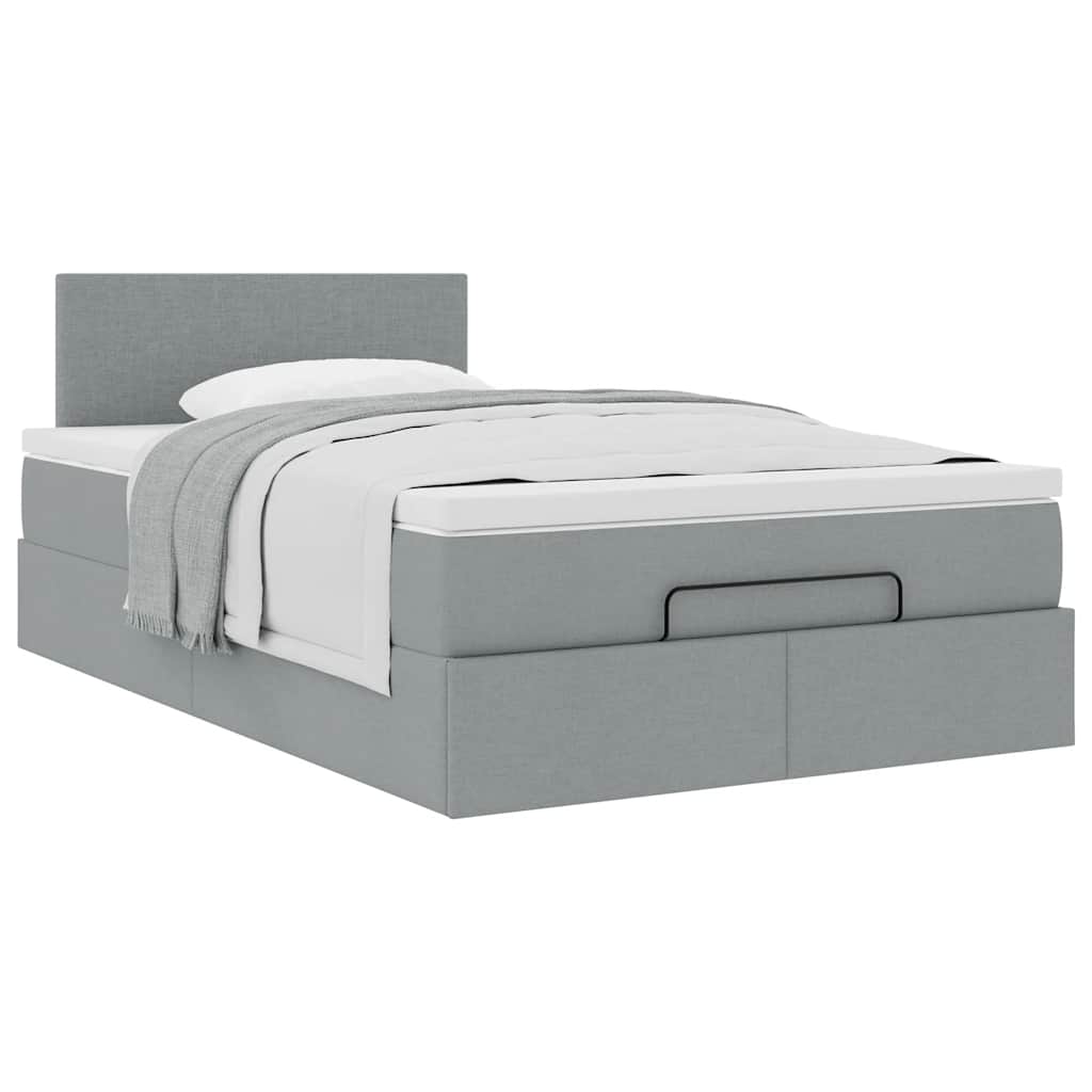 vidaXL Lit-coffre avec matelas Gris clair 120x200 cm Tissu