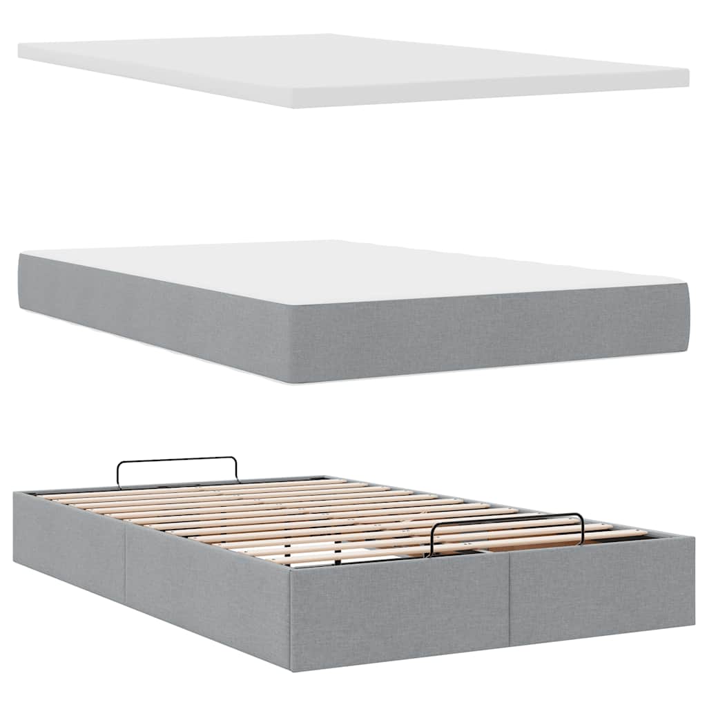 vidaXL Lit-coffre avec matelas Gris clair 120x200 cm Tissu