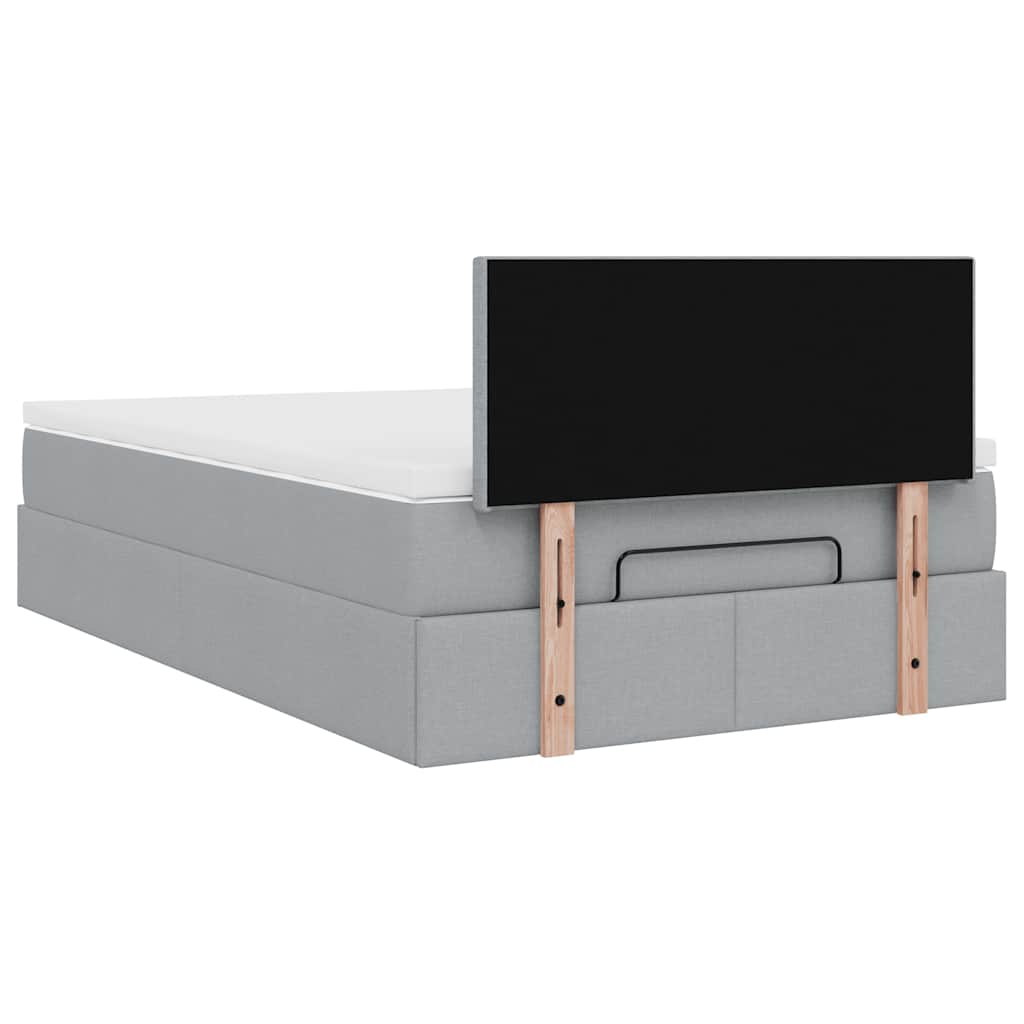 vidaXL Lit-coffre avec matelas Gris clair 120x200 cm Tissu