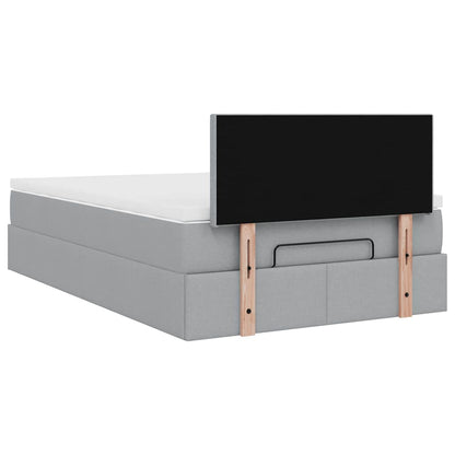 vidaXL Lit-coffre avec matelas Gris clair 120x200 cm Tissu