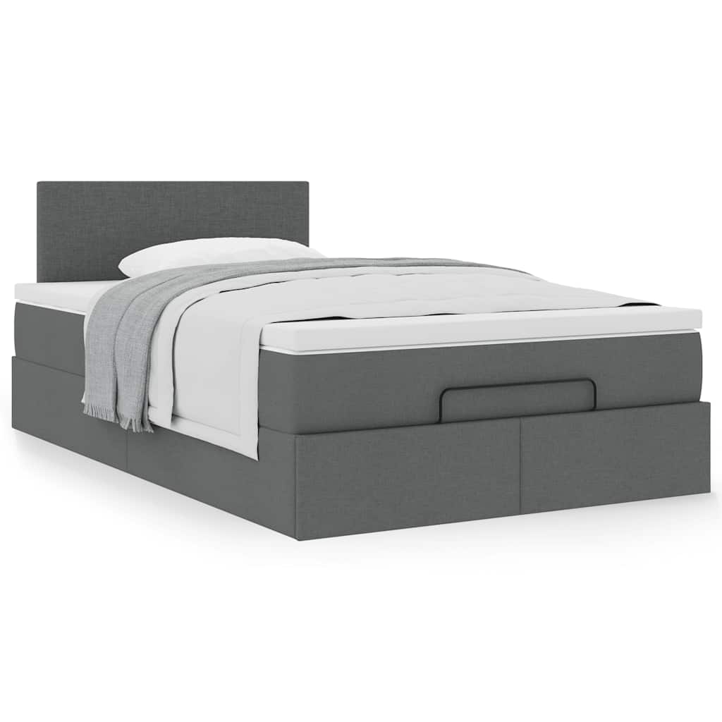 vidaXL Lit ottoman avec matelas gris foncé 120x200 cm tissu