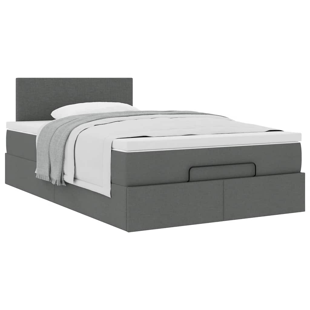vidaXL Lit ottoman avec matelas gris foncé 120x200 cm tissu