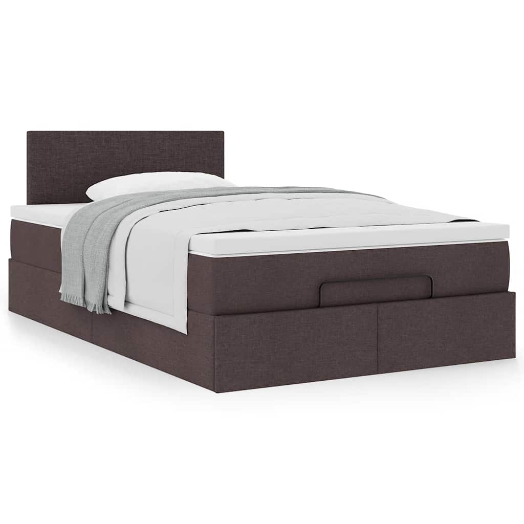 vidaXL Ottoman-Bett mit Matratze Dunkelbraun 120x200 cm Stoff