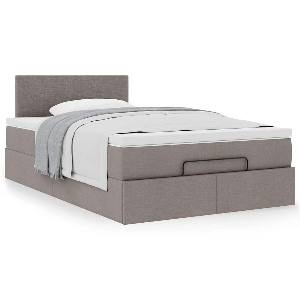 vidaXL Ottoman-Bett mit Matratze Taupe 120x200 cm Stoff
