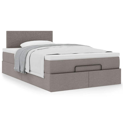 vidaXL Ottoman-Bett mit Matratze Taupe 120x200 cm Stoff