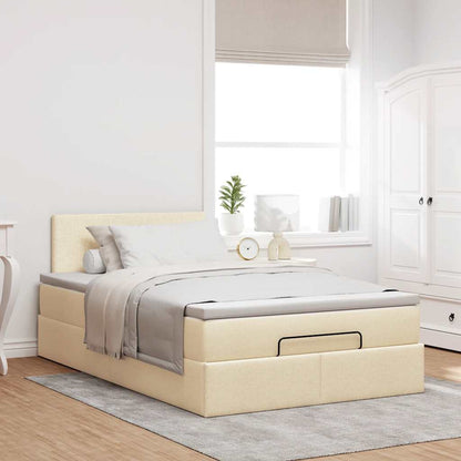 vidaXL Lit de repos avec matelas crème 120x200 cm Tissu