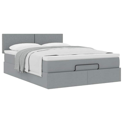 vidaXL Ottoman-Bett mit Matratze Hellgrau 140x190 cm Stoff