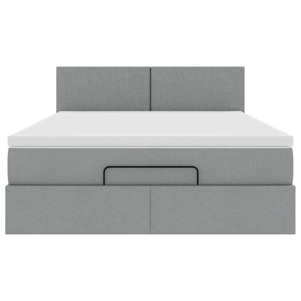 vidaXL Ottoman-Bett mit Matratze Hellgrau 140x190 cm Stoff