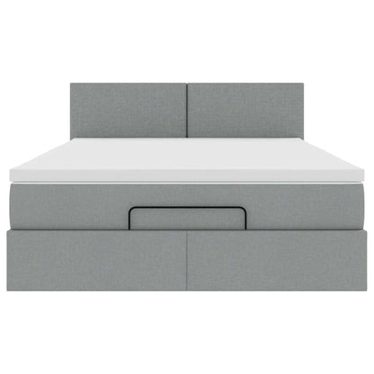 vidaXL Ottoman-Bett mit Matratze Hellgrau 140x190 cm Stoff