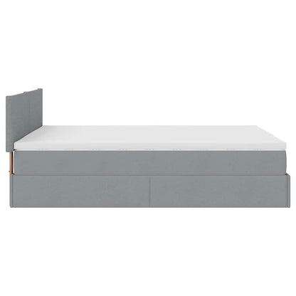 vidaXL Ottoman-Bett mit Matratze Hellgrau 140x190 cm Stoff
