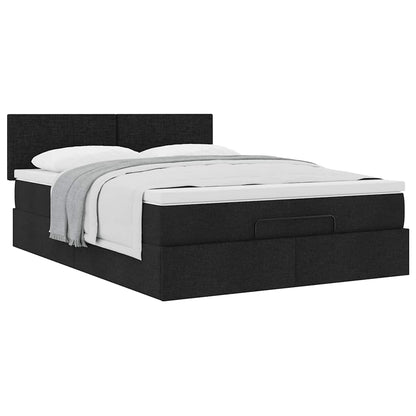 vidaXL Lit ottoman avec matelas Tissu Noir 140x190 cm