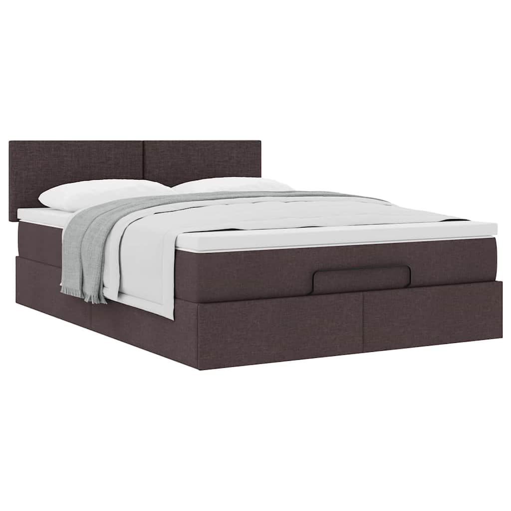 vidaXL Ottoman-Bett mit Matratze Dunkelbraun 140x190 cm Stoff