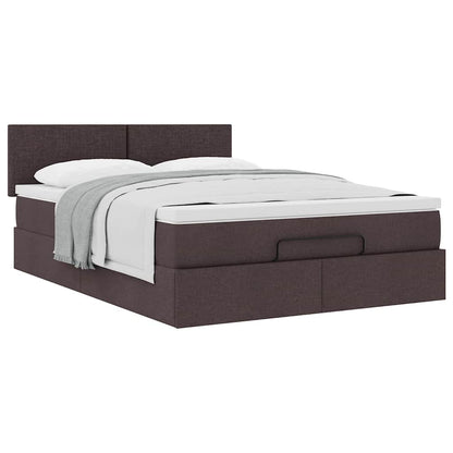 vidaXL Ottoman-Bett mit Matratze Dunkelbraun 140x190 cm Stoff